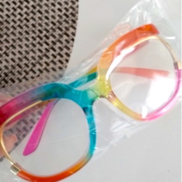 New Women Oversize Frame Rainbow Glasses Blue Light Blocking - Picture 3 of 16